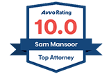 Avvo rating badge for Sam Mansoor